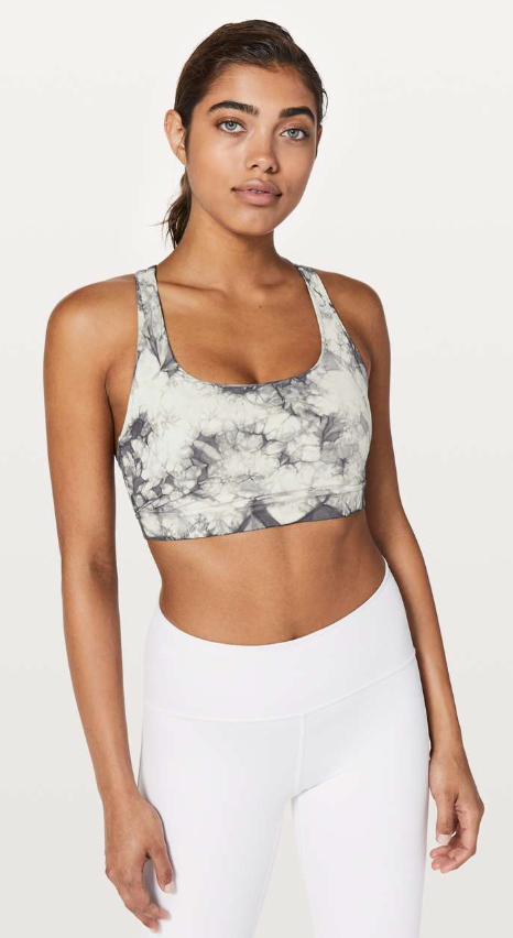 Lululemon Energy Sports Bra Shibori Dual Shibori Antique White Baltic Grey Sz 10