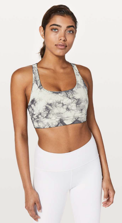Lululemon Energy Sports Bra Shibori Dual Shibori Antique White Baltic Grey Sz 10