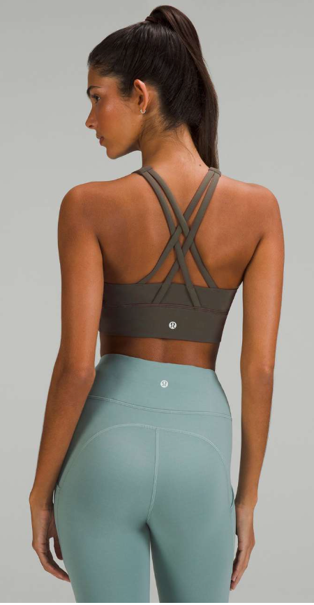 Lululemon Energy High-Neck Longline Tough Sports Bra Medium Support, B–D Cups Carob Brown Sz 12 Brand New