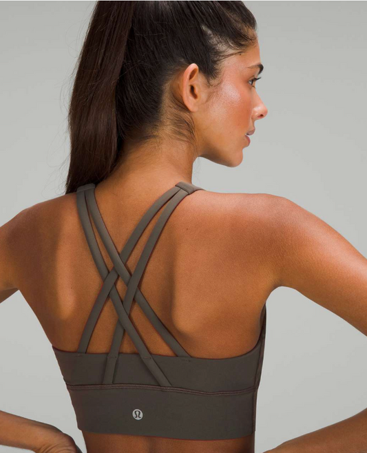 Lululemon Energy High-Neck Longline Tough Sports Bra Medium Support, B–D Cups Carob Brown Sz 12 Brand New