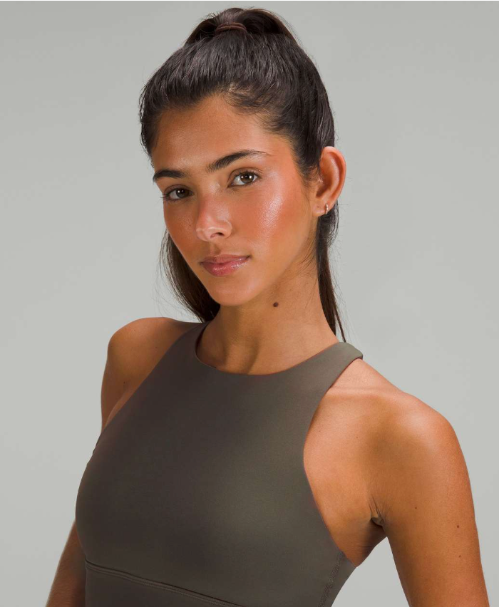 Lululemon Energy High-Neck Longline Tough Sports Bra Medium Support, B–D Cups Carob Brown Sz 12 Brand New
