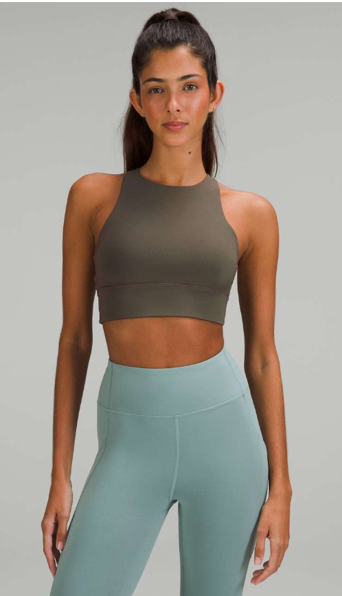 Lululemon Energy High-Neck Longline Tough Sports Bra Medium Support, B–D Cups Carob Brown Sz 12 Brand New