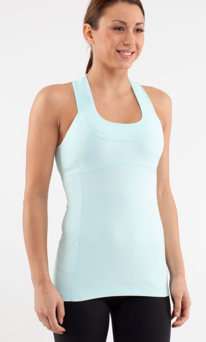 Lululemon Scoop Neck Tank Aquamarine/Heathered Aqua Marine Sz 10