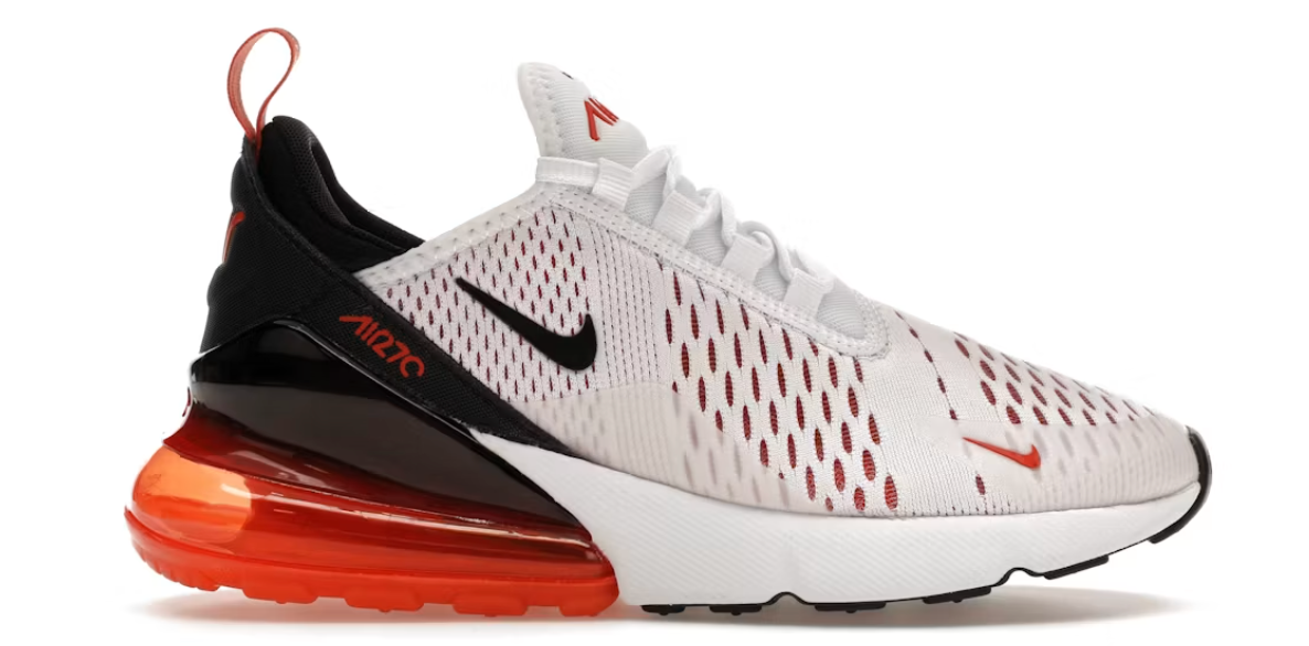 Nike Air Max 270 Women's White Mantra Orange Women's Sz 8.5 or Youth 7.0 Brand New