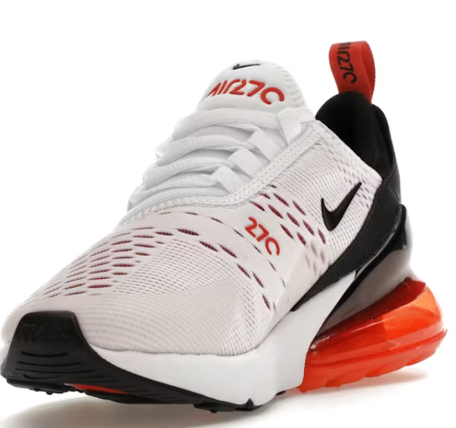 Nike Air Max 270 Women's White Mantra Orange Women's Sz 8.5 or Youth 7.0 Brand New