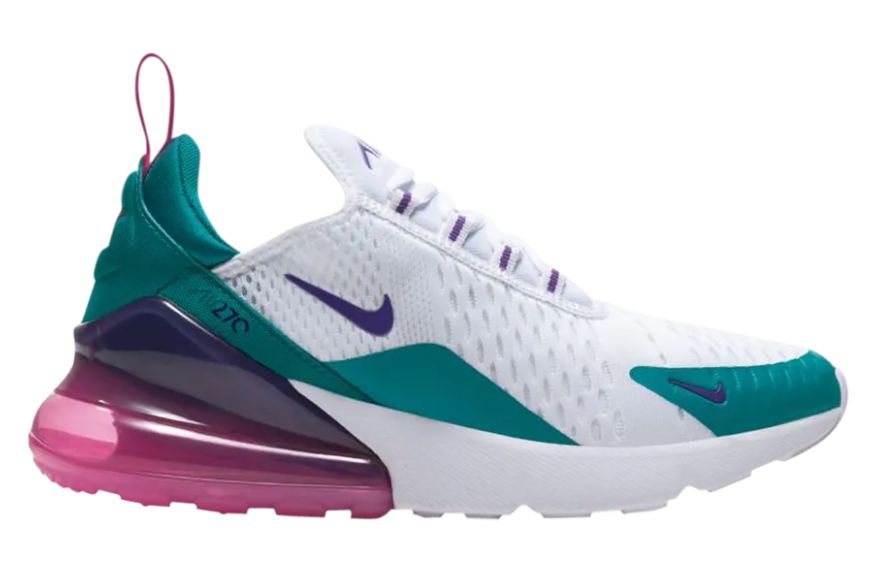 Nike Air Max 270 Women's White/Teal Nebula/Laser Fuchsia Women's Sz 6.5 or Youth 5.0 Brand New