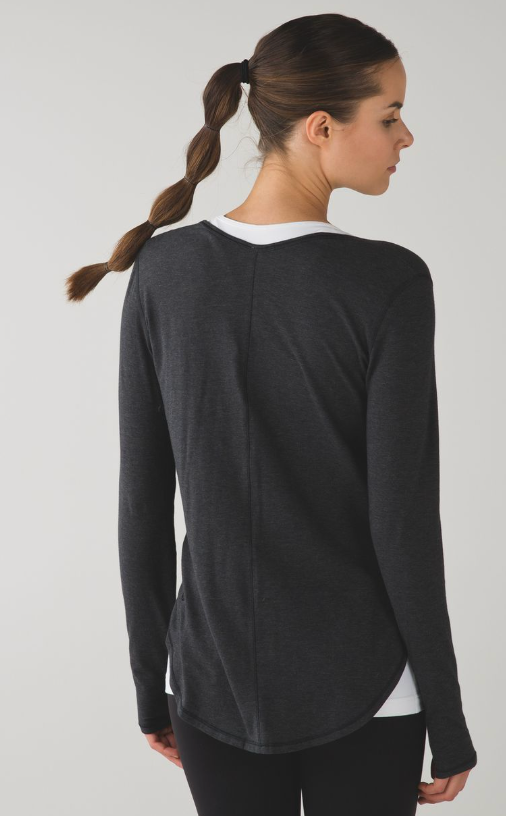 Lululemon Yogini 5 Year Long Sleeve Tee Heathered Black Sz 12