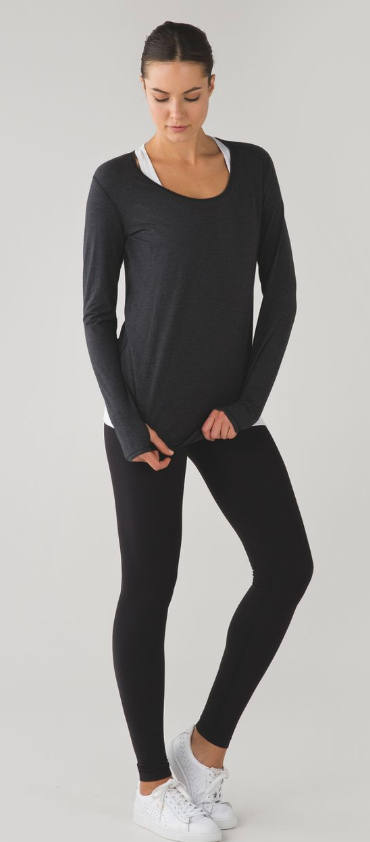 Lululemon Yogini 5 Year Long Sleeve Tee Heathered Black Sz 12