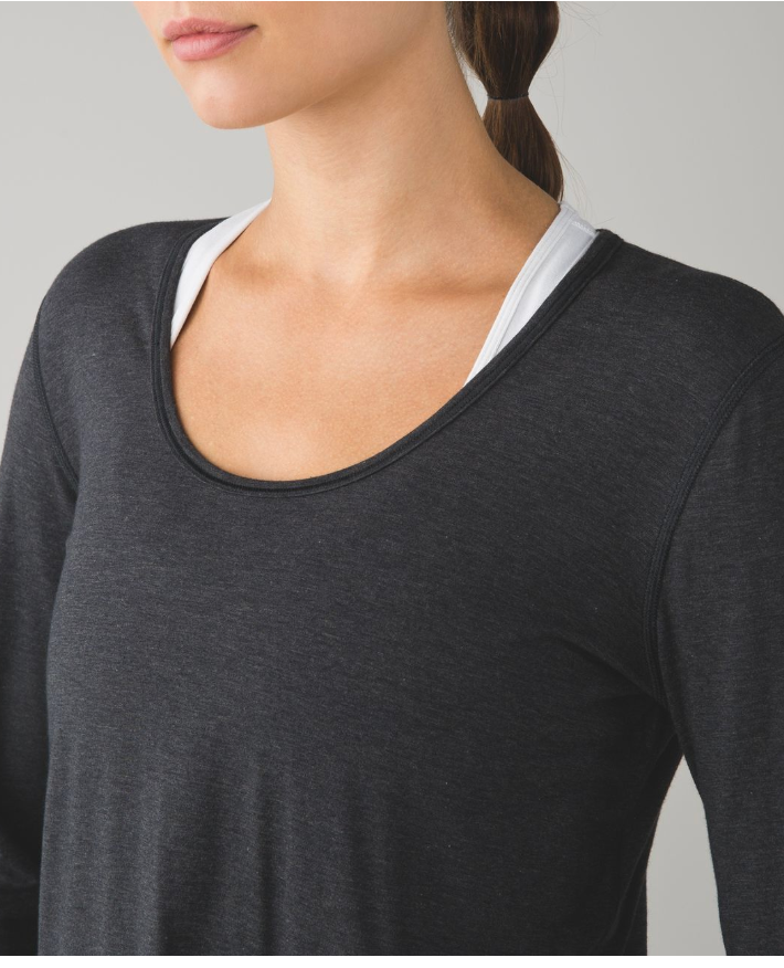Lululemon Yogini 5 Year Long Sleeve Tee Heathered Black Sz 12