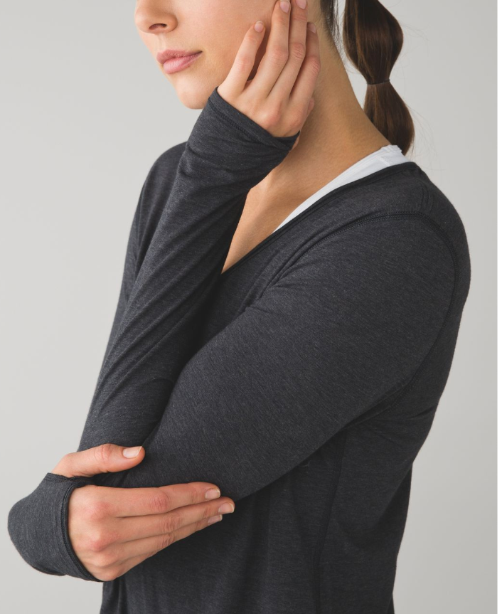 Lululemon Yogini 5 Year Long Sleeve Tee Heathered Black Sz 12