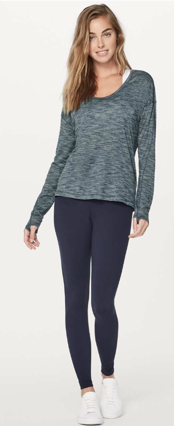 Lululemon Meant To Move Long Sleeve Heathered Submarine Sz 12