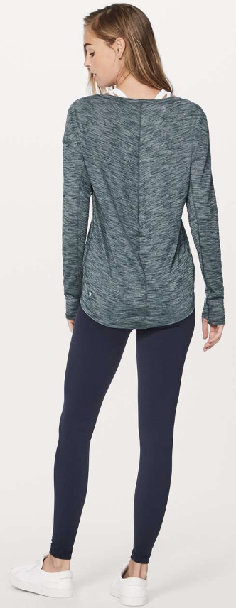 Lululemon Meant To Move Long Sleeve Heathered Submarine Sz 12