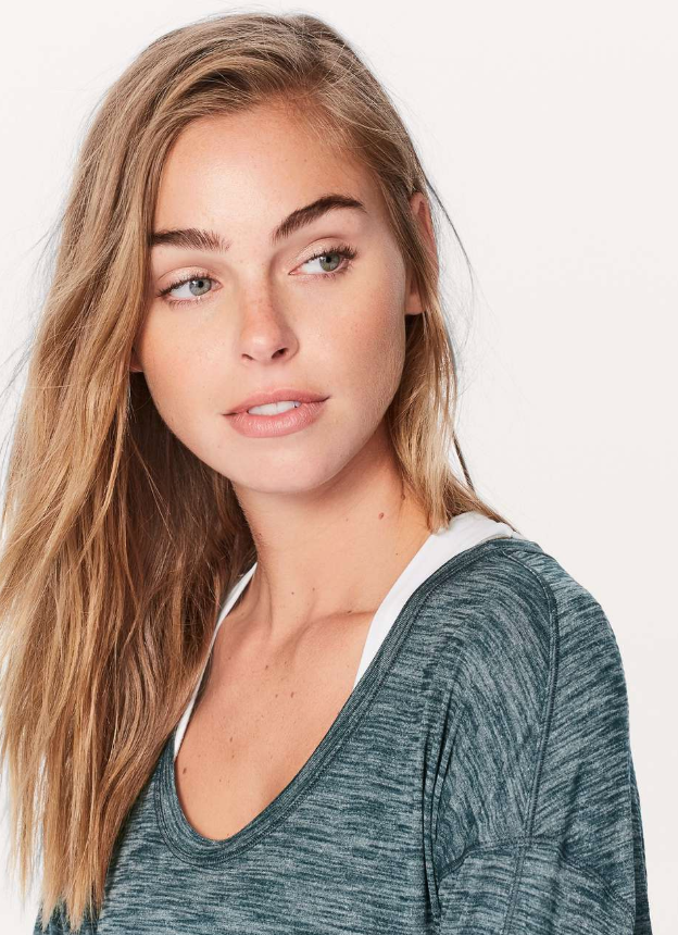 Lululemon Meant To Move Long Sleeve Heathered Submarine Sz 12