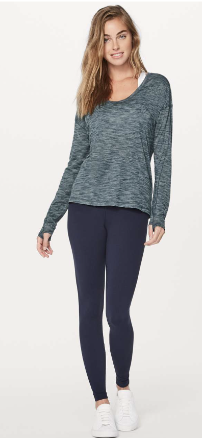 Lululemon Meant To Move Long Sleeve Heathered Submarine Sz 12