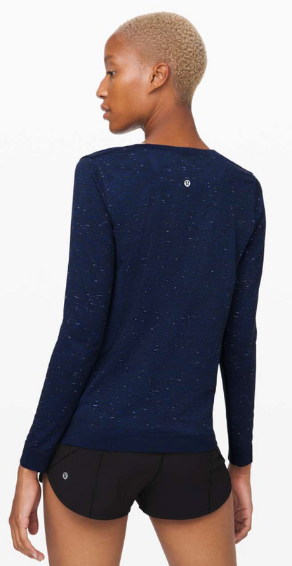 Lululemon Swiftly Relaxed Long Sleeve Hyper Blue/White/Black Sz 12 Brand New