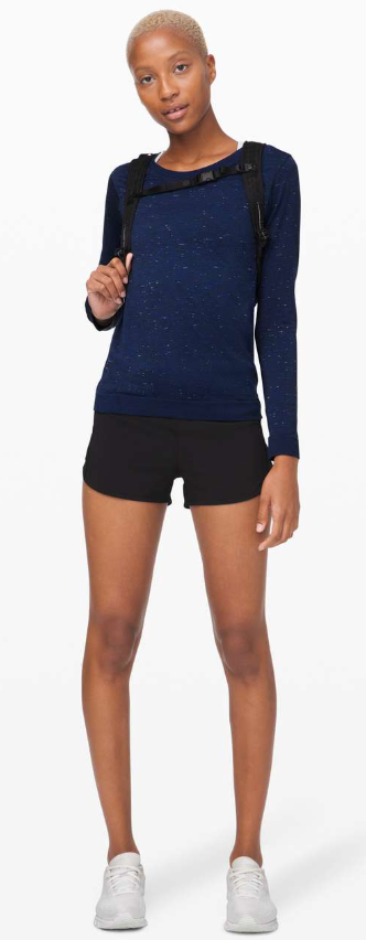 Lululemon Swiftly Relaxed Long Sleeve Hyper Blue/White/Black Sz 12 Brand New