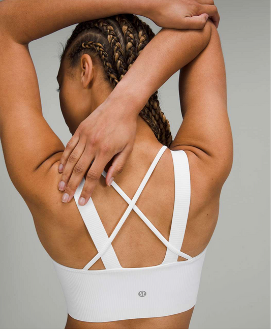 Lululemon Like a Cloud Longline Bra Light Support, D/DD Cup White Sz 12