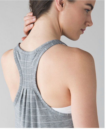 Lululemon Yogi Everyday Tank Stripe Heathered Medium Grey White Sz 12 Brand New