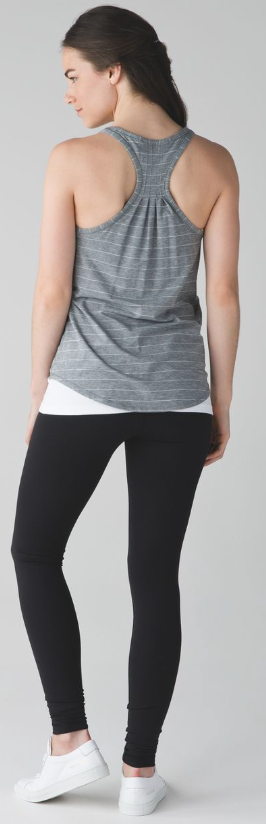 Lululemon Yogi Everyday Tank Stripe Heathered Medium Grey White Sz 12 Brand New
