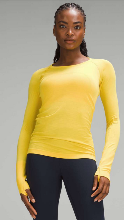 Lululemon Swiftly Tech Long Sleeve Shirt 2.0 Utility Yellow/Utility Yellow Sz 12