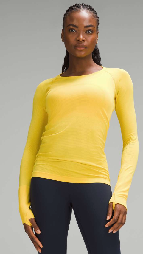 Lululemon Swiftly Tech Long Sleeve Shirt 2.0 Utility Yellow/Utility Yellow Sz 12