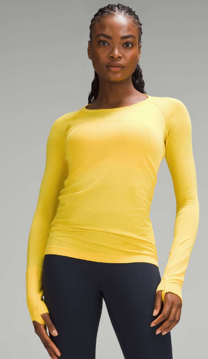 Lululemon Swiftly Tech Long Sleeve Shirt 2.0 Utility Yellow/Utility Yellow Sz 12