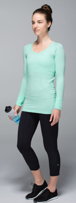 Lululemon Run Swiftly Tech Long Sleeve Scoop Heathered Opal Sz 12
