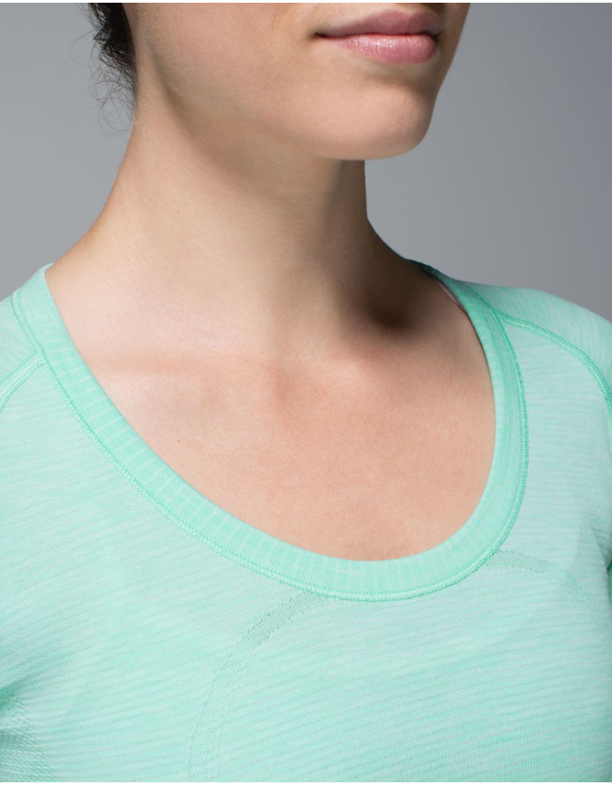 Lululemon Run Swiftly Tech Long Sleeve Scoop Heathered Opal Sz 12