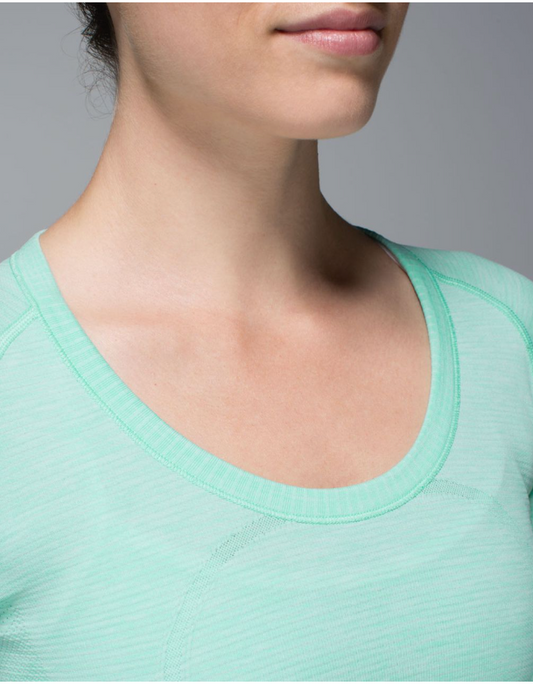 Lululemon Run Swiftly Tech Long Sleeve Scoop Heathered Opal Sz 12