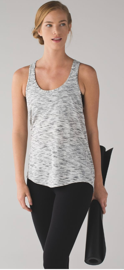 Lululemon Salute the Sun Singlet II Tiger Space Dye Black White Sz 10