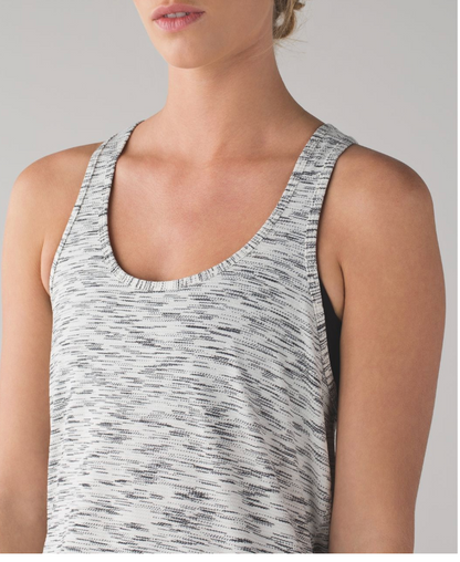 Lululemon Salute the Sun Singlet II Tiger Space Dye Black White Sz 10