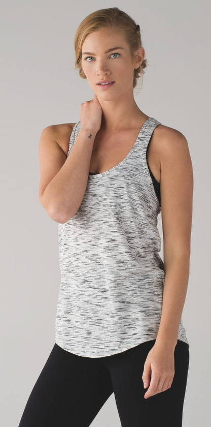 Lululemon Salute the Sun Singlet II Tiger Space Dye Black White Sz 10