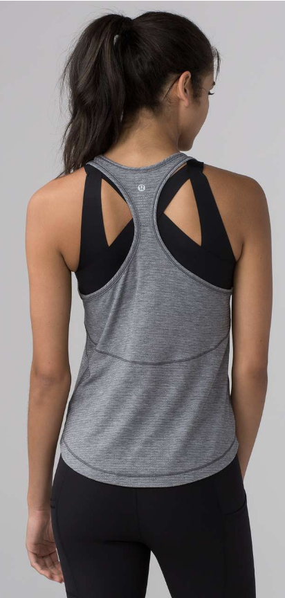Lululemon Long Distance Tank Heathered Black/Black Sz 10