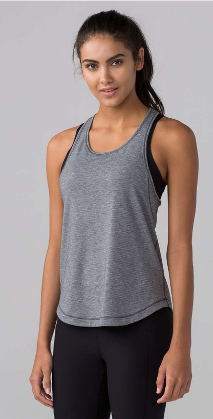 Lululemon Long Distance Tank Heathered Black/Black Sz 10