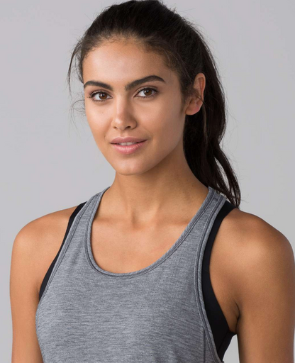 Lululemon Long Distance Tank Heathered Black/Black Sz 10