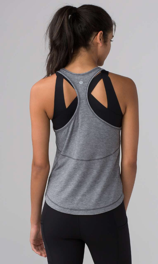 Lululemon Long Distance Tank Heathered Black/Black Sz 10