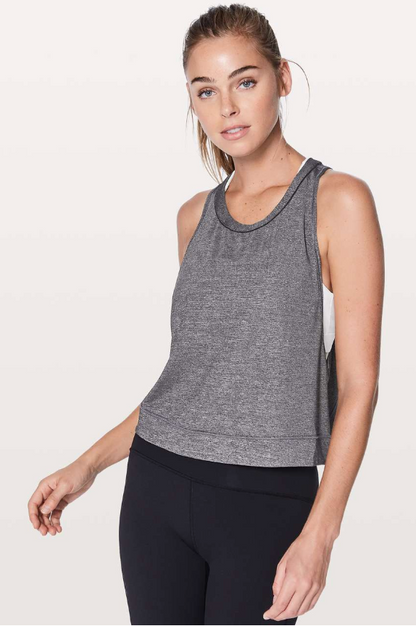 Lululemon Pace Perfect Tank Heathered Black/Black Sz 10 Brand New