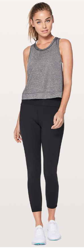 Lululemon Pace Perfect Tank Heathered Black/Black Sz 10 Brand New