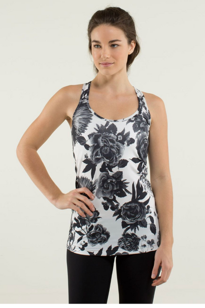 Lululemon Cool Racerback Brisk Bloom Black White Sz 10 Brand New