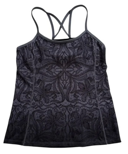 Athleta|Harmonious Racerback Tank Black Grey Floral Hombre' Sz M Brand New