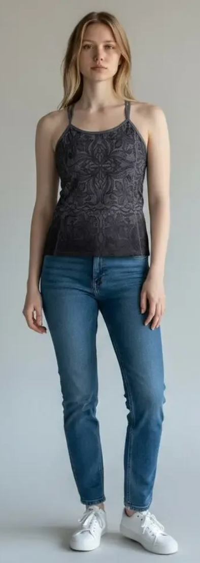Athleta|Harmonious Racerback Tank Black Grey Floral Hombre' Sz M Brand New