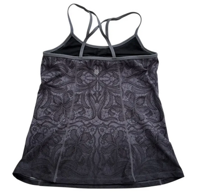 Athleta|Harmonious Racerback Tank Black Grey Floral Hombre' Sz M Brand New