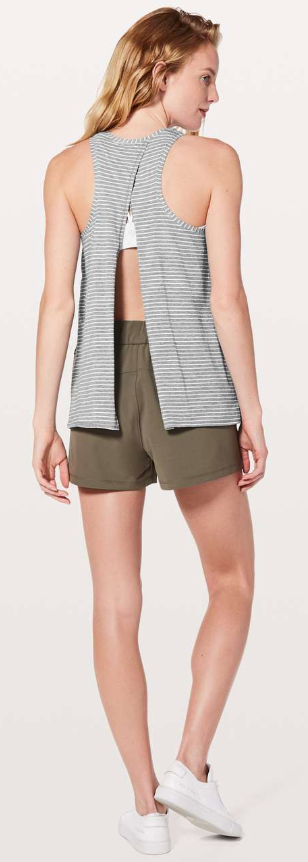 Lululemon All Tied Up Tank Modern Stripe Heathered Medium Grey White Sz 10