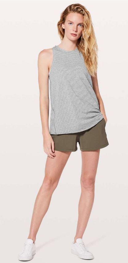 Lululemon All Tied Up Tank Modern Stripe Heathered Medium Grey White Sz 10