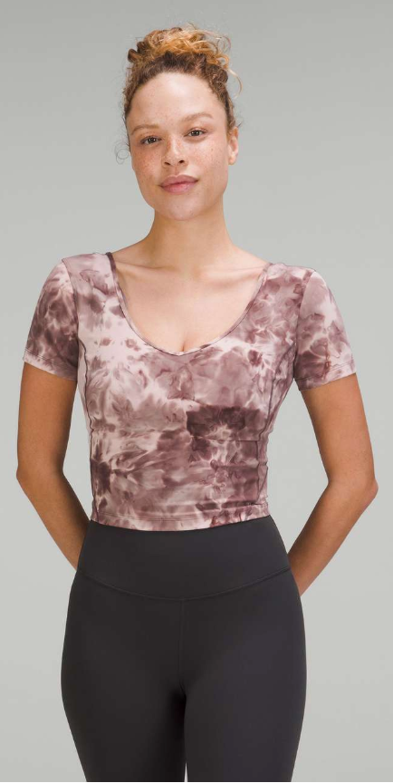 Lululemon Align Crop T Diamond Dye Mink Bery Lunar Rock Shadow Grey Sz 10 Brand New