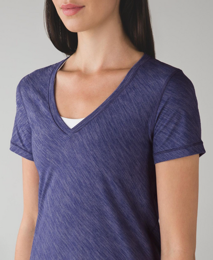 Lululemon What The Sport Tee Heathered Iris Flower Sz 10