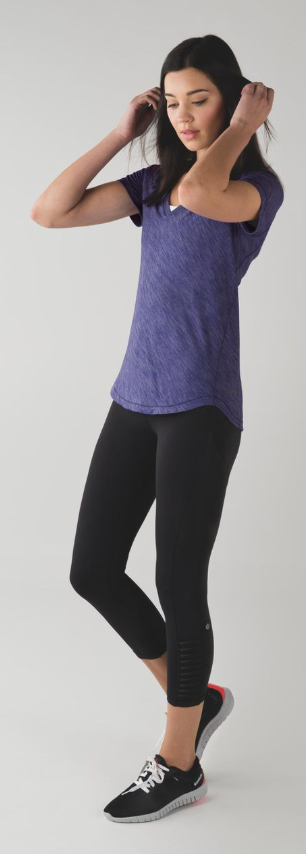 Lululemon What The Sport Tee Heathered Iris Flower Sz 10