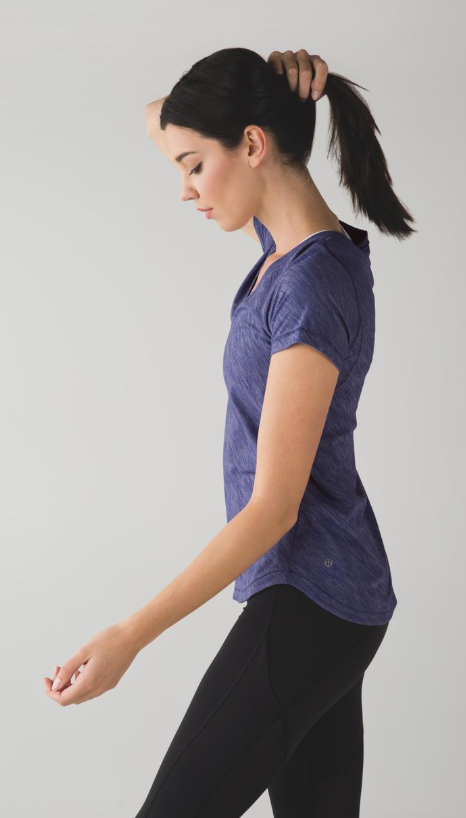 Lululemon What The Sport Tee Heathered Iris Flower Sz 10