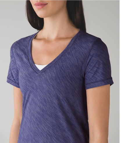 Lululemon What The Sport Tee Heathered Iris Flower Sz 10