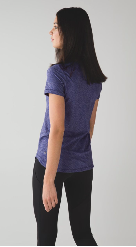 Lululemon What The Sport Tee Heathered Iris Flower Sz 10